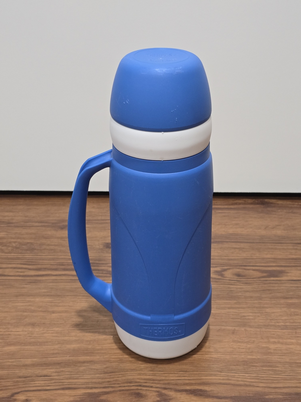 Vintage Blue Thermos Insulated With Handle